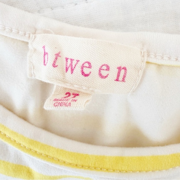 2T Btween Kids Short Sleeve Tshirts Blue Floral Yellow White Stripes - Picture 3 of 4